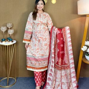 প্রিমিয়াম সুতি রেডি থ্রি-পিছ (কোড:২৬০১)